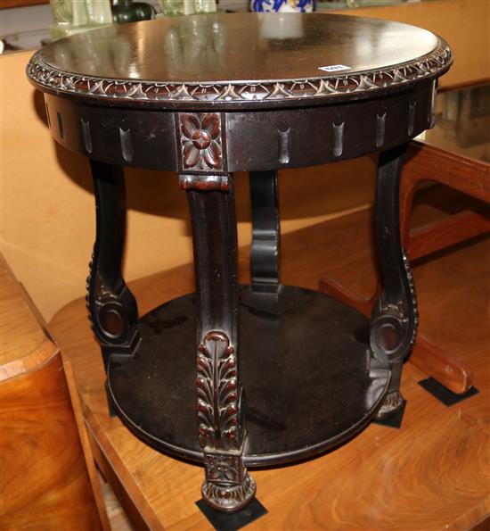 Circular mahogany two-tier table
